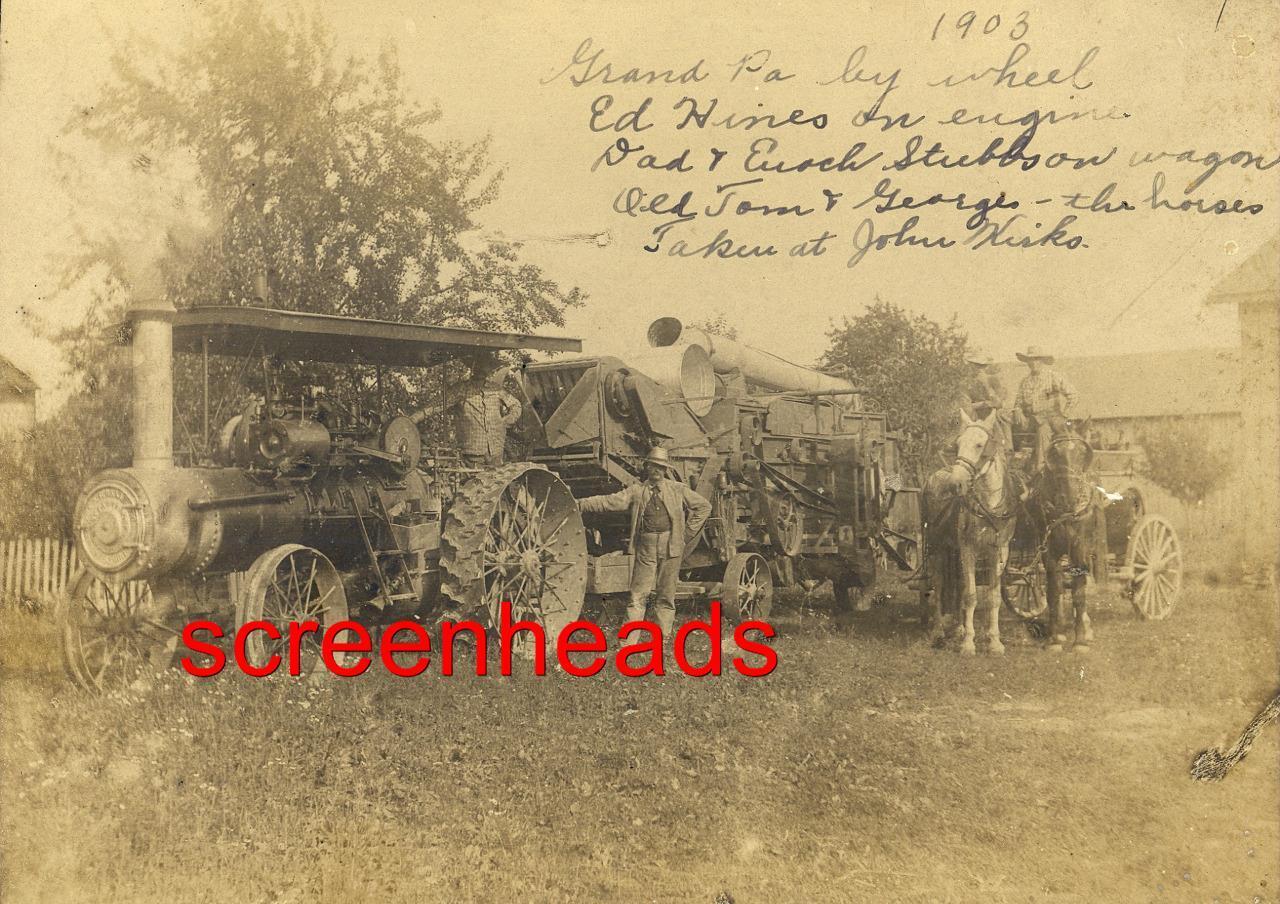 1903 STEAM TRACTOR CABINET PHOTO WITH FARMERS VG