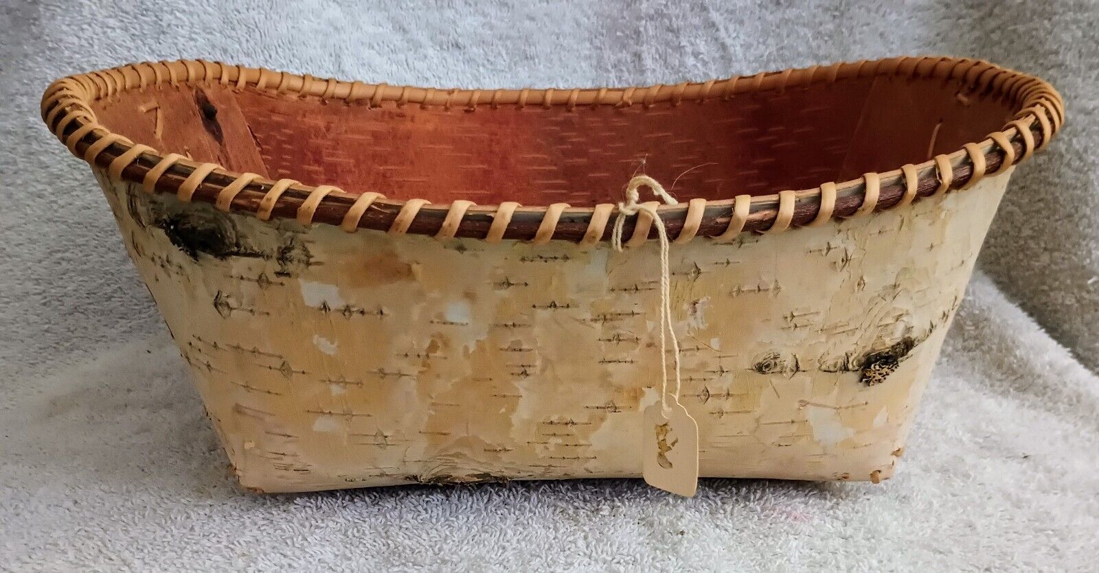 Vintage Native American Handmade Birch Bark Folded Gathering Basket Marilyn Paul