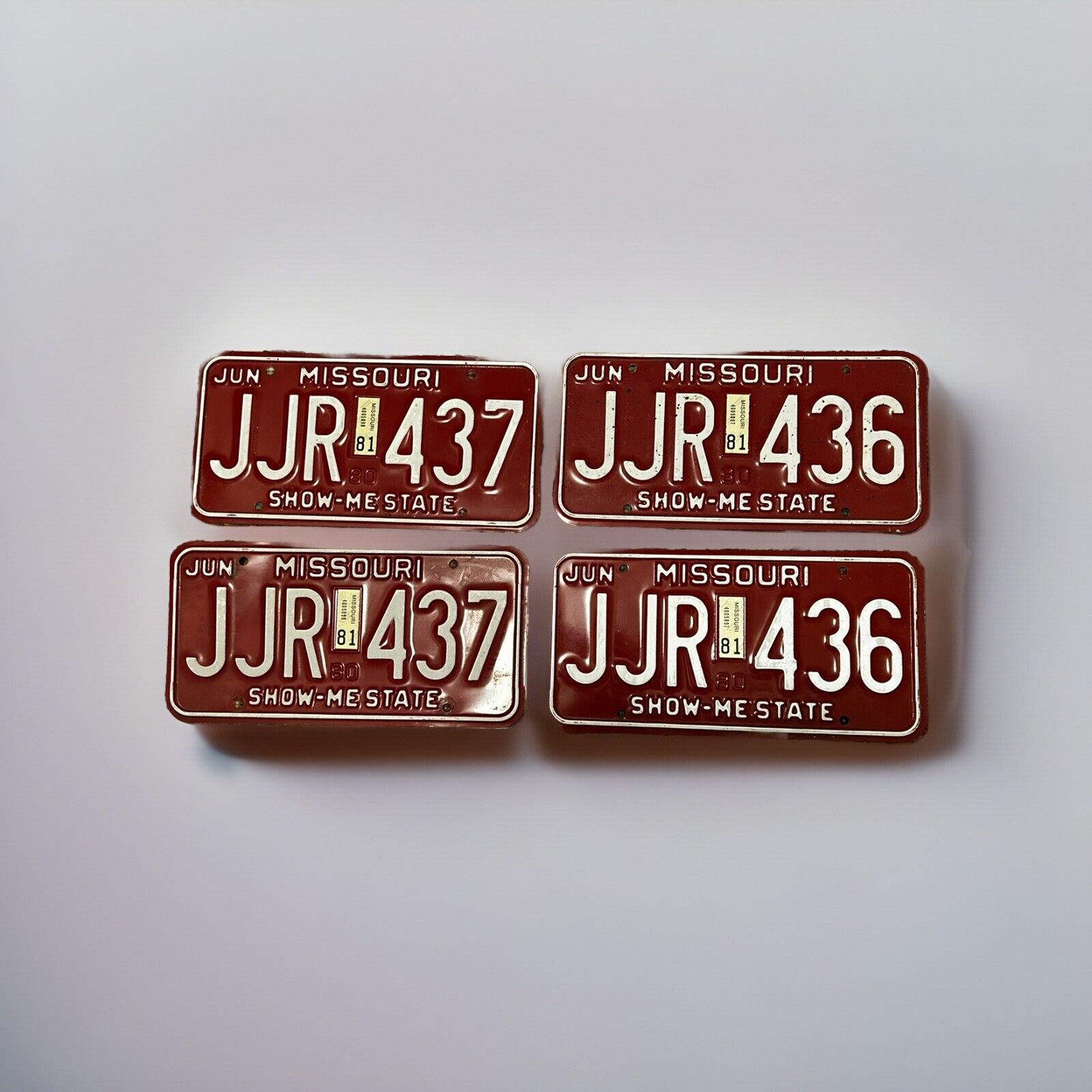 Matching Authentic Vintage Sets Of Front And Back Missouri License Plates
