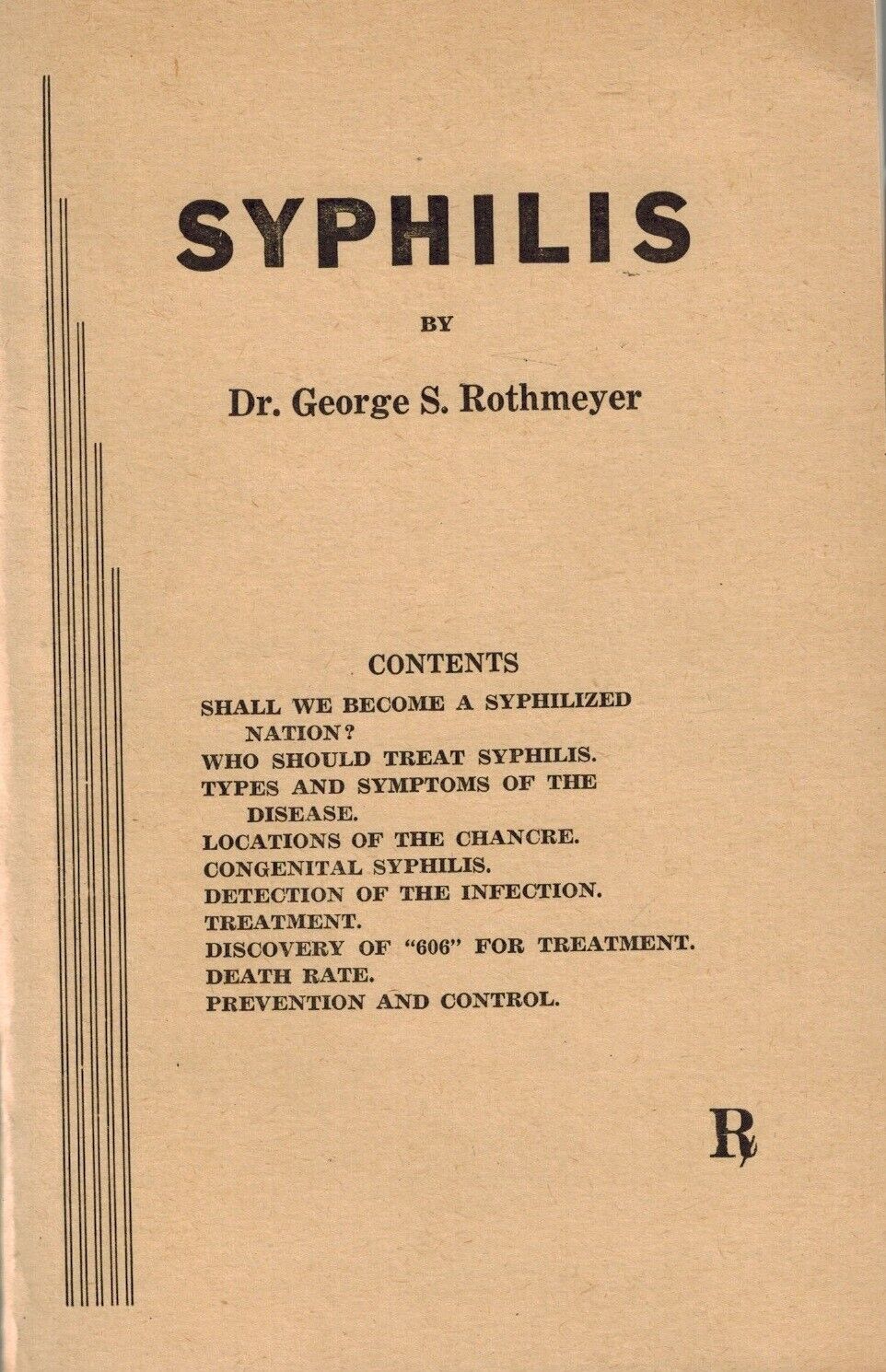 1939 Syphilis - Treatment, Congenital, Prevention, Sexually Transmitted Diseases