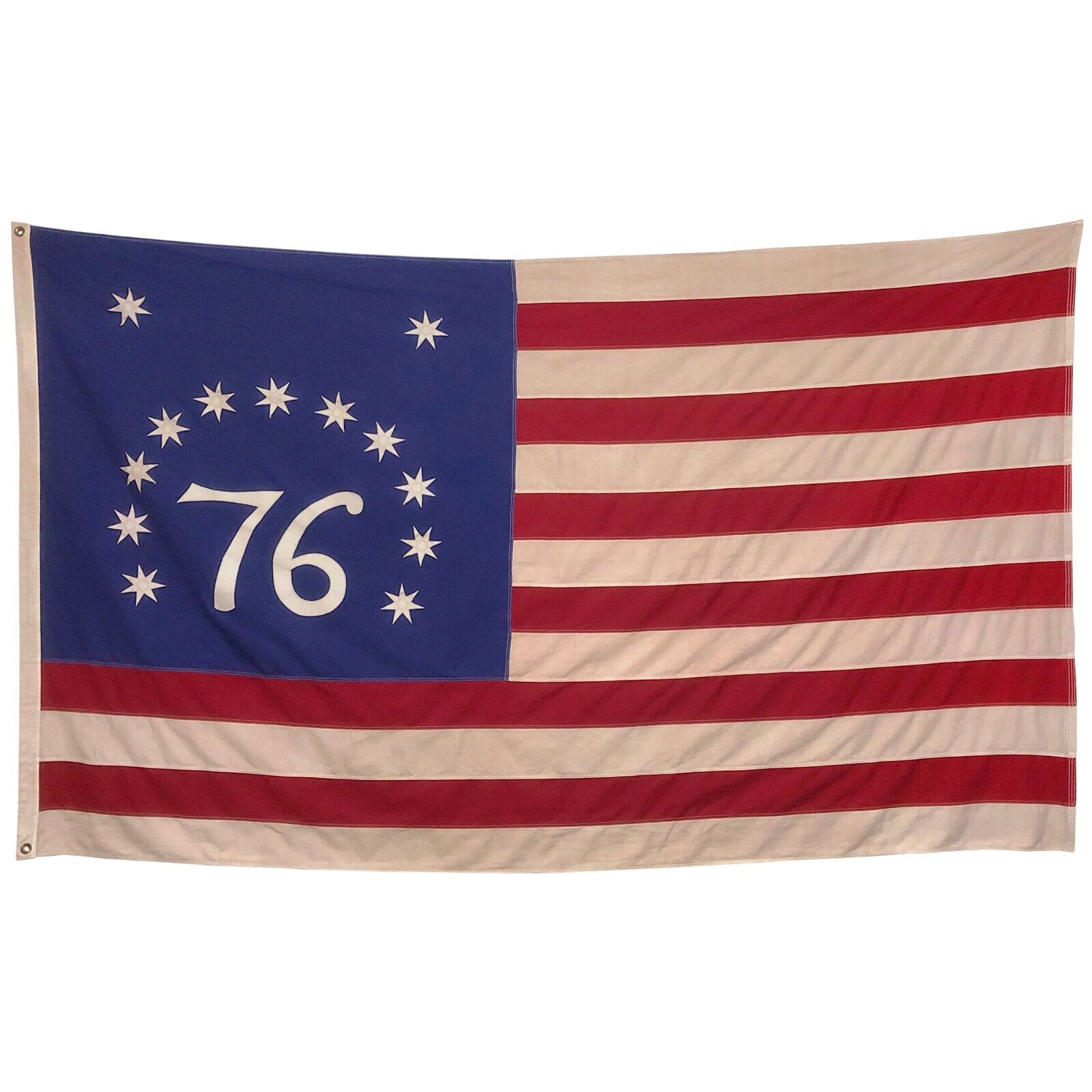 XL Vintage Sewn Cotton Bennington 76 Flag Old Sewn Cloth American USA Historic