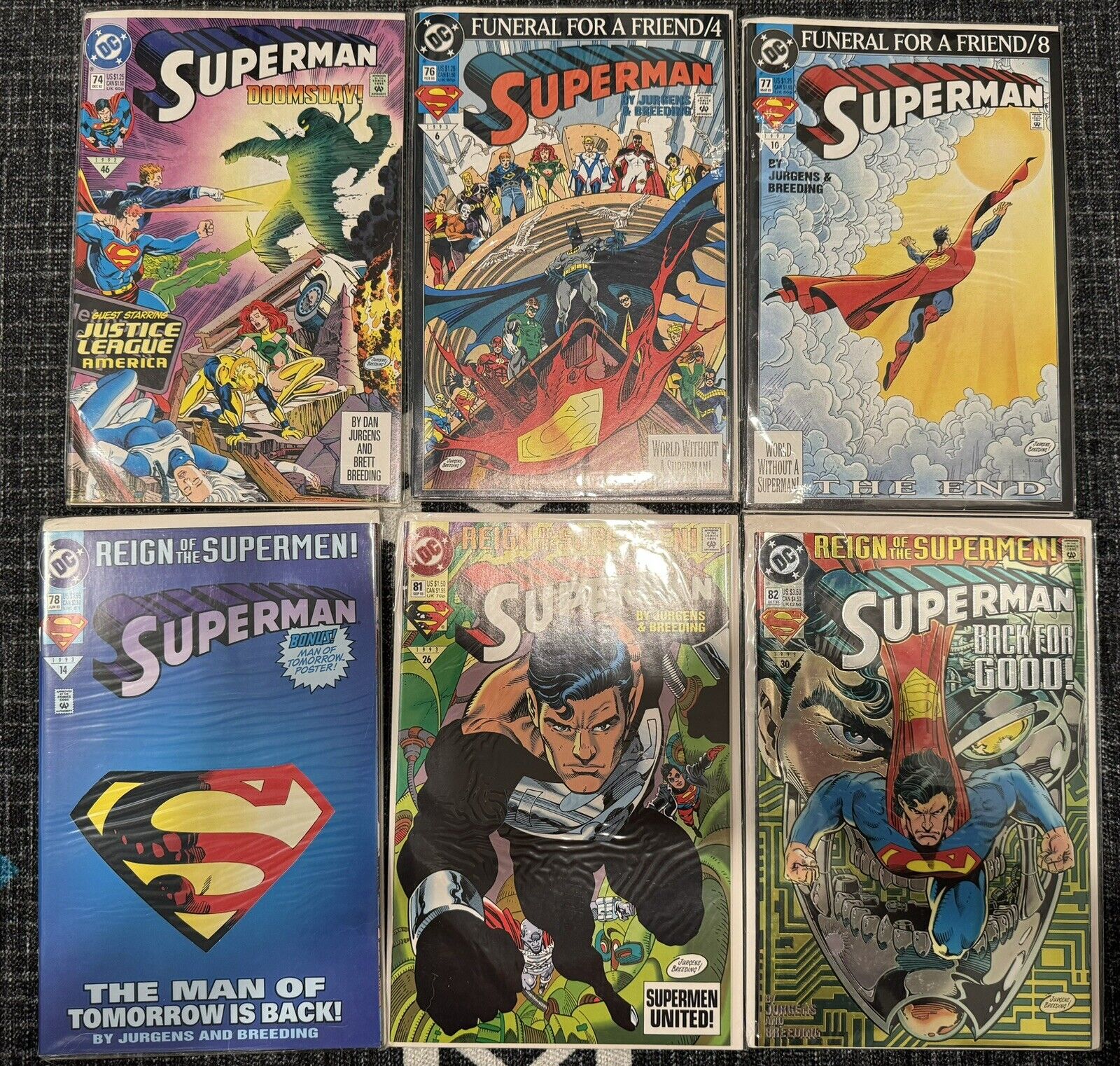 Superman #74, 76-82 (1992-93, DC) 8 Issue Lot