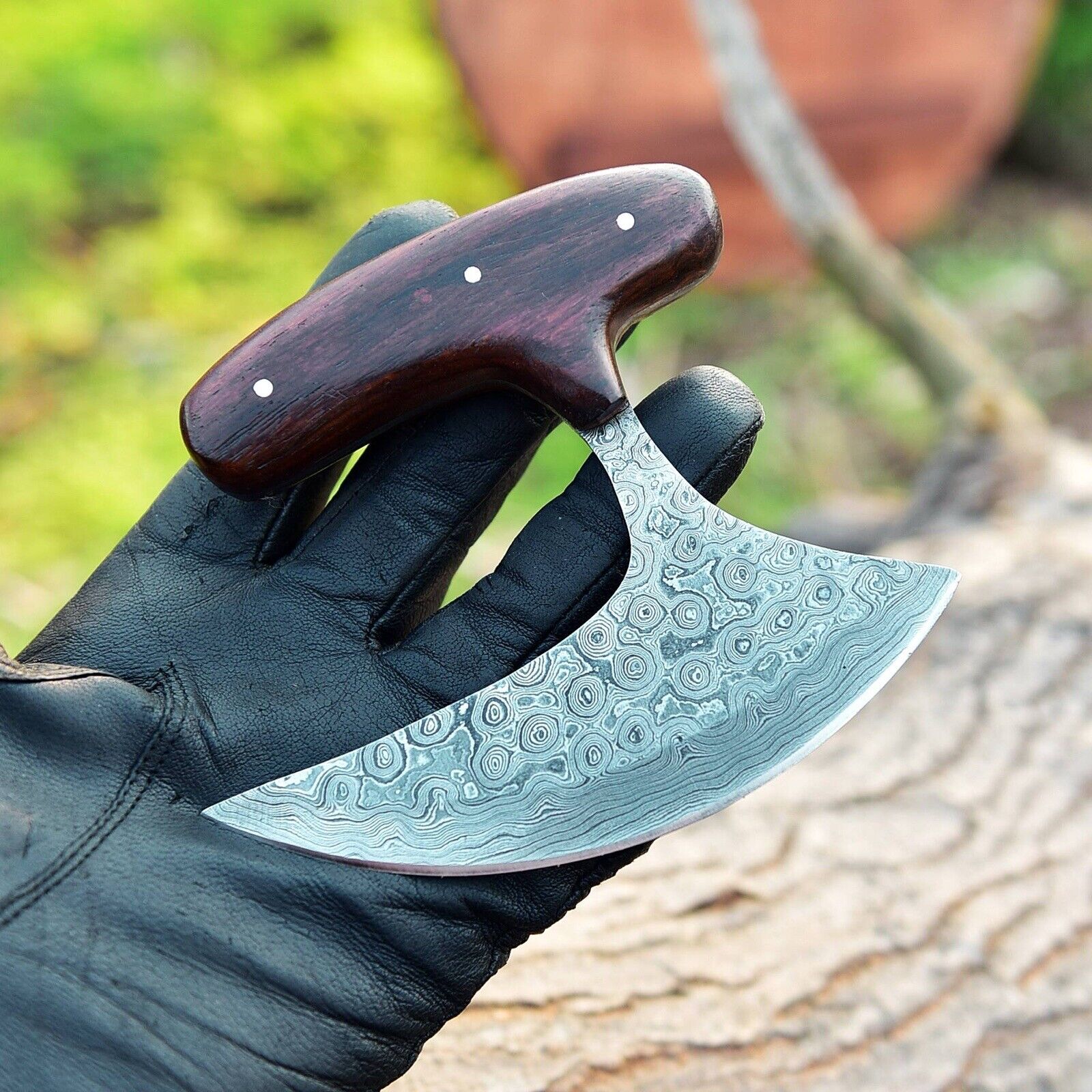 Damascus Knives Traditional Alaskan Ulu Knife Chef Kitchen Multi-Purpose Sheath
