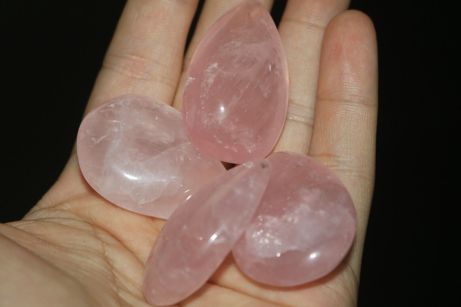 4pcs Gentle Pink Glow: Handcrafted Rose Quartz for Tranquil Decor