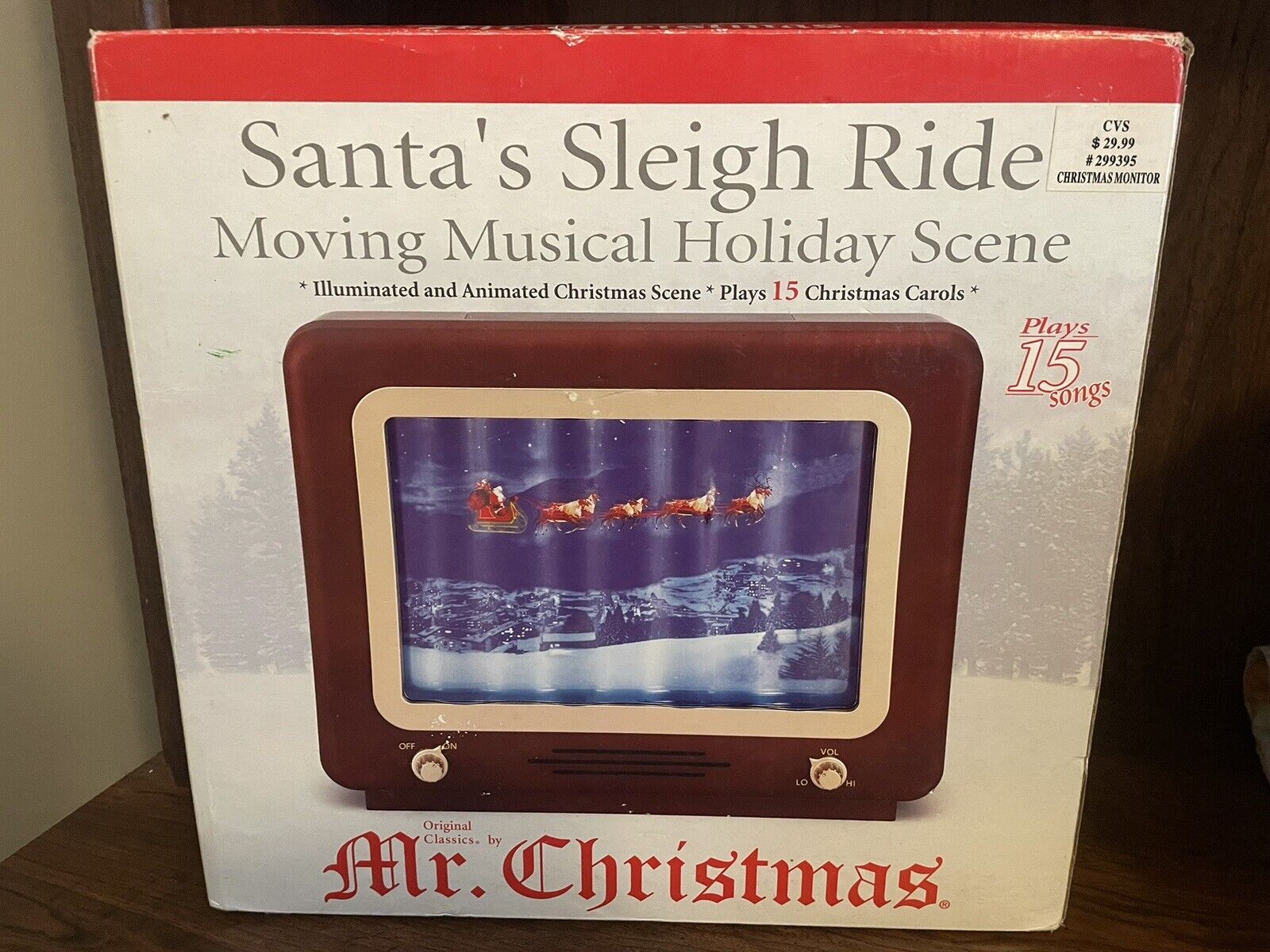 Mr Christmas Santa's Sleigh Ride Moving Musical Holiday Scene ~ 15 Songs Tv
