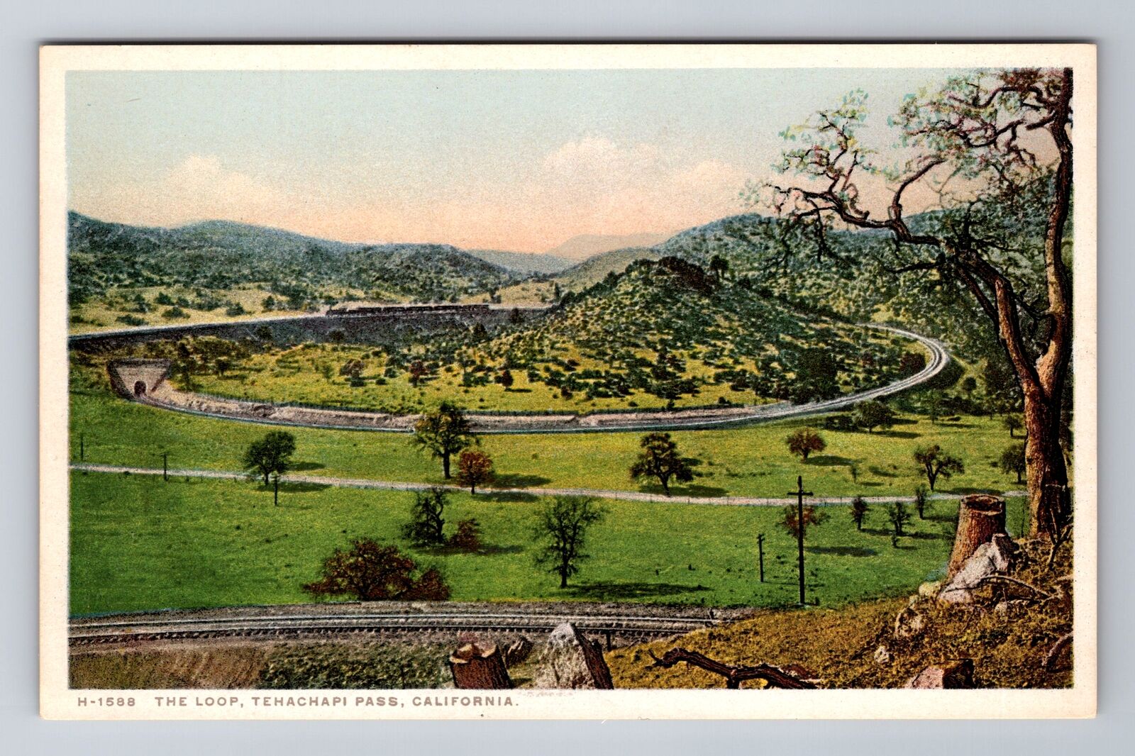 Tehachapi Pass CA-California, The Loop, Railroad, Antique, Vintage Postcard