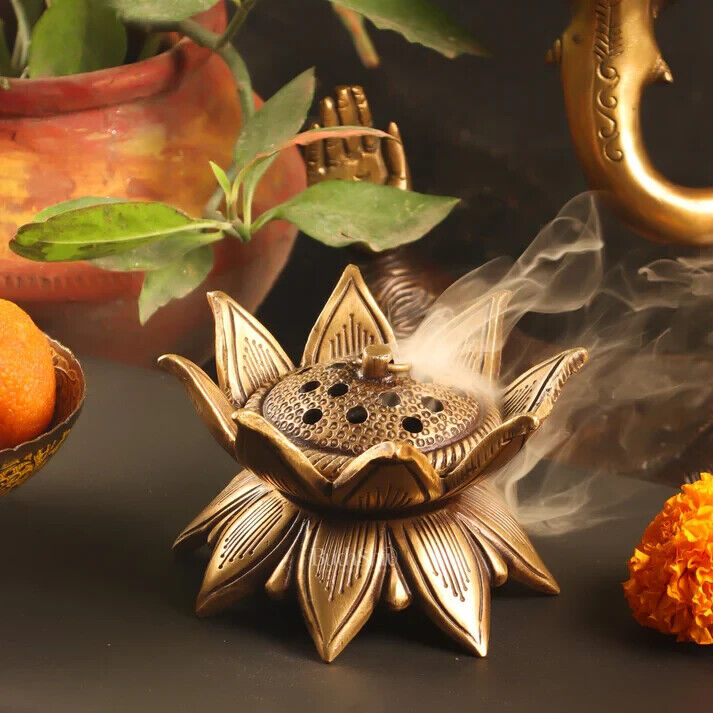 Brass Handmade Lotus Design Lobaandaani | Dhoop Burner 4\