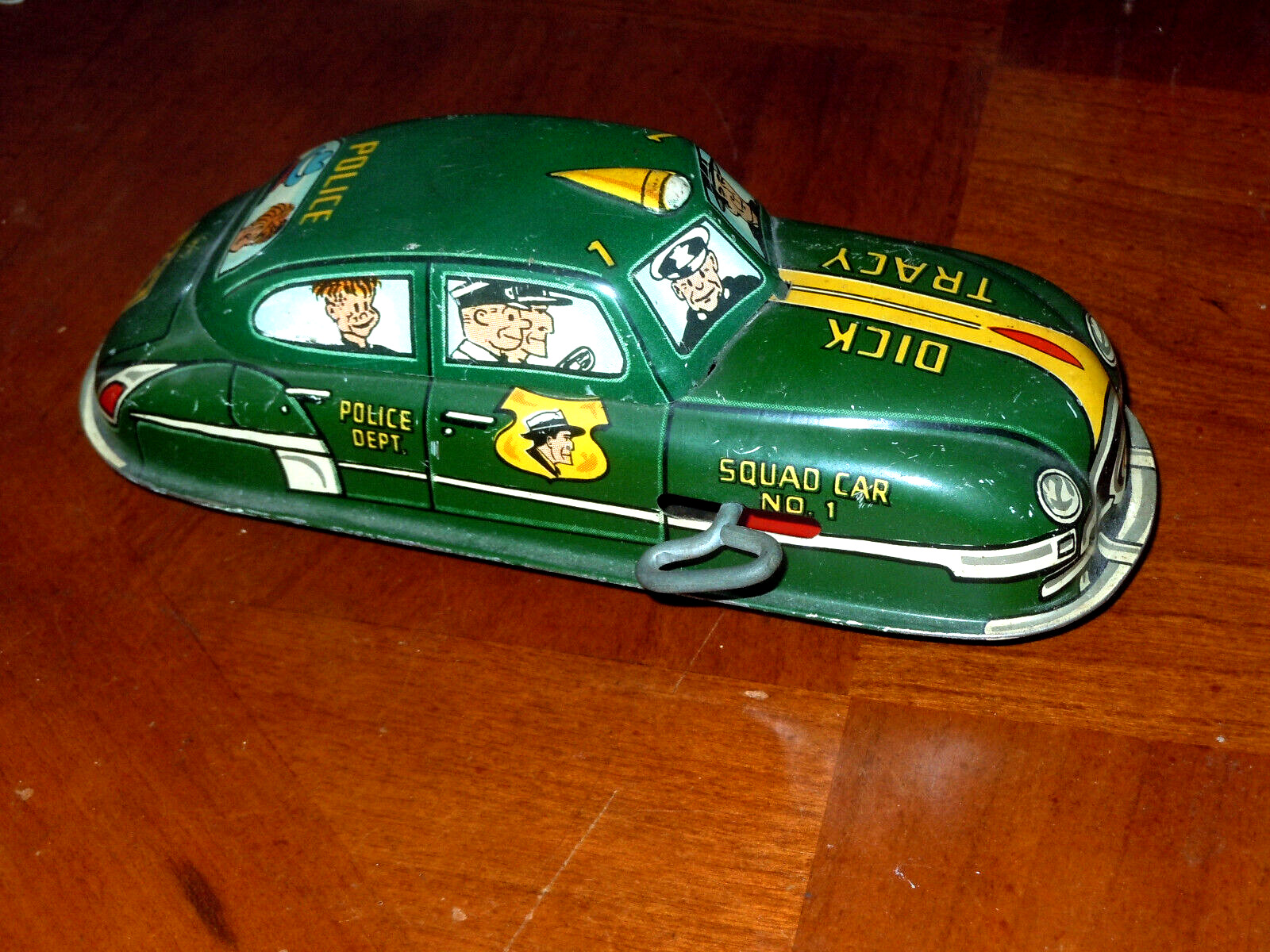 VINTAGE DICK TRACY SQUAD CAR #1  Early 1950's  Louis Marx Toy  Rare Red Base ver