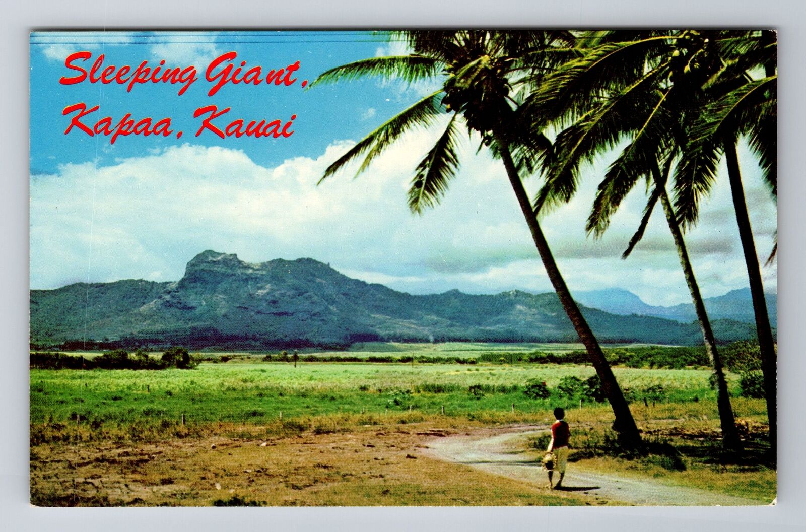Kapaa Kauai Hawaii, Sleeping Giant, Mountain Formation Souvenir Vintage Postcard