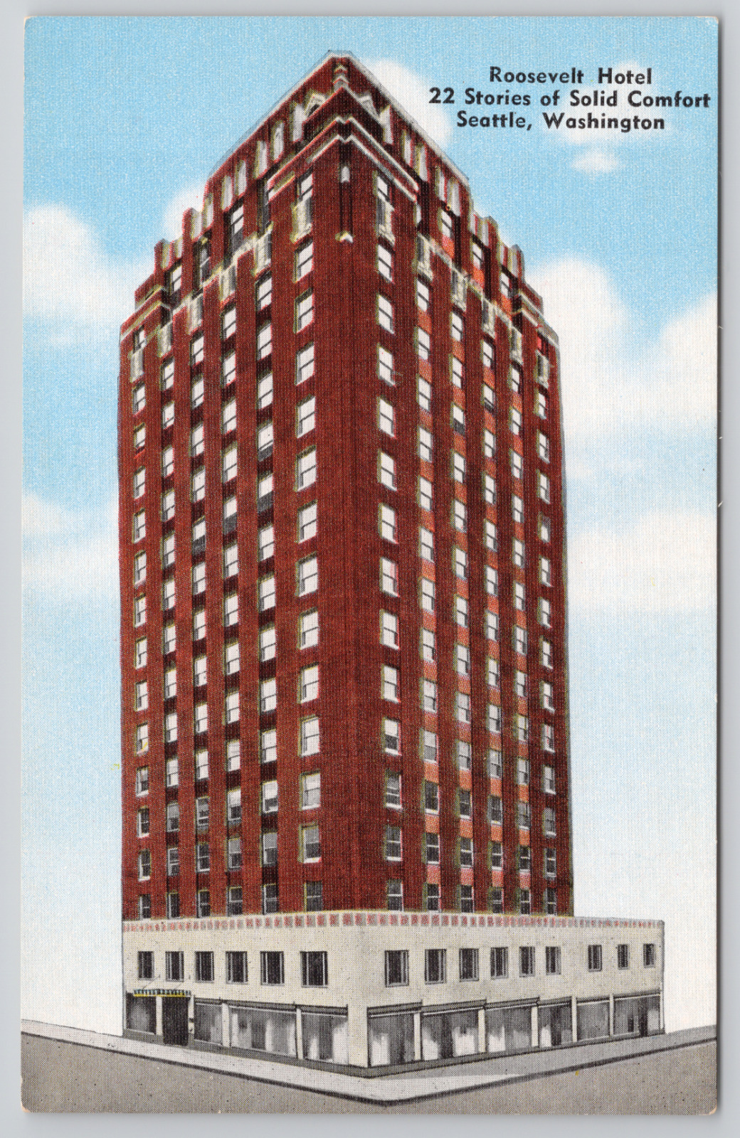 Seattle Washington Roosevelt Hotel Linen Postcard