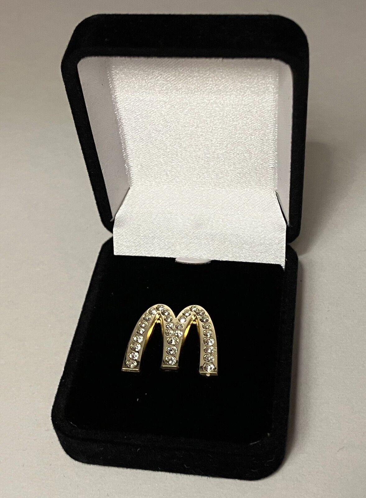 McDonalds Swarovski Crystals Golden Arches Logo Lapel Pin