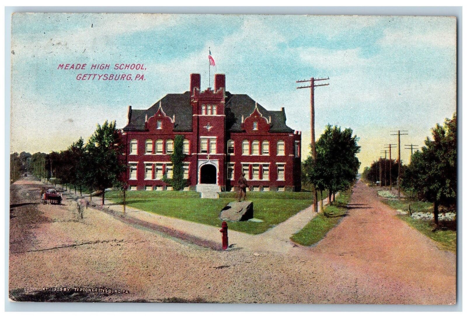 Gettysburg Pennsylvania PA Postcard Meade High School Building Exterior c1910\'s