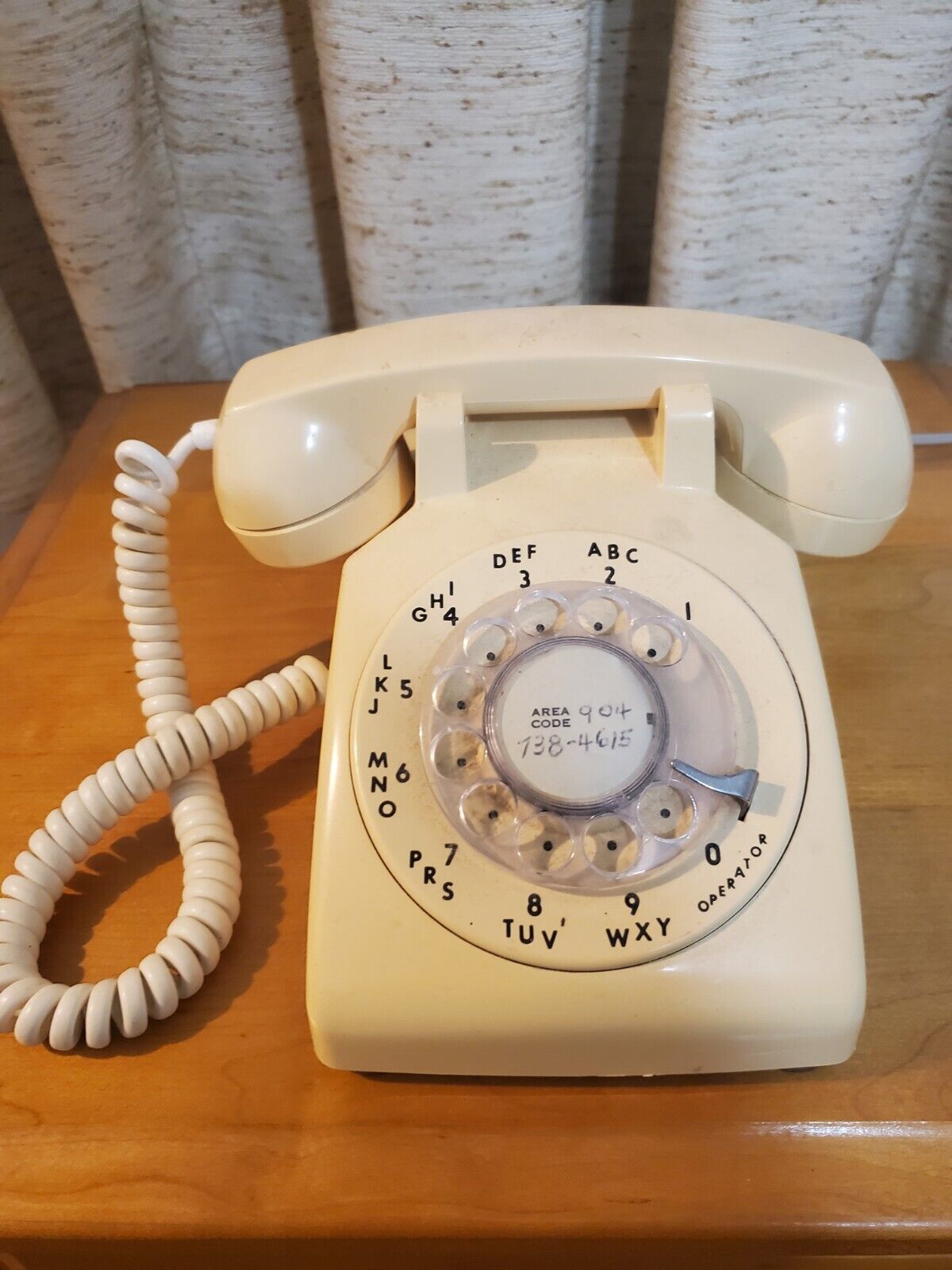 1970's Beige Rotary Dial Landline Phone 