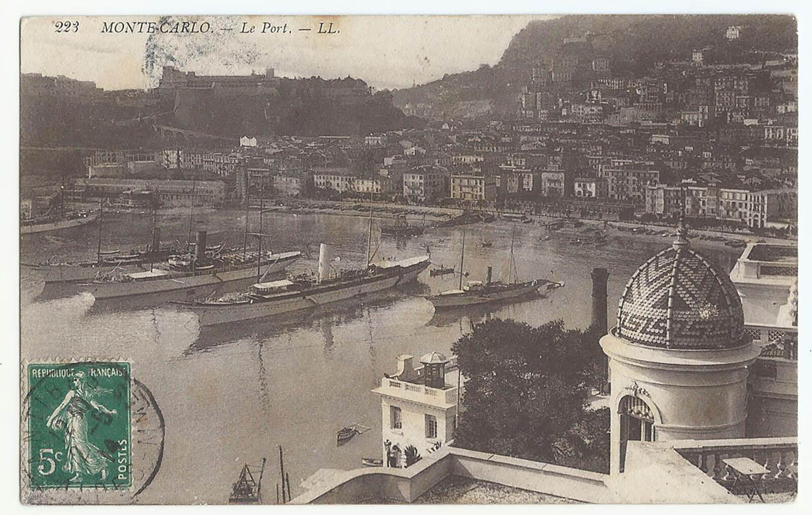 Monte-Carlo Monaco, Old PC, View of the Port, No 223, Ottoman Post, 1914