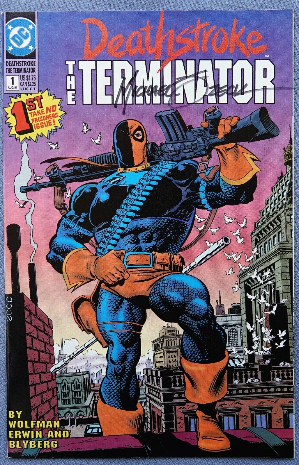 DEATHSTROKE THE TERMINATOR 1,AUG 1991 BY WOLFMAN ERWIN & BLYBERG SIGNED OZECK