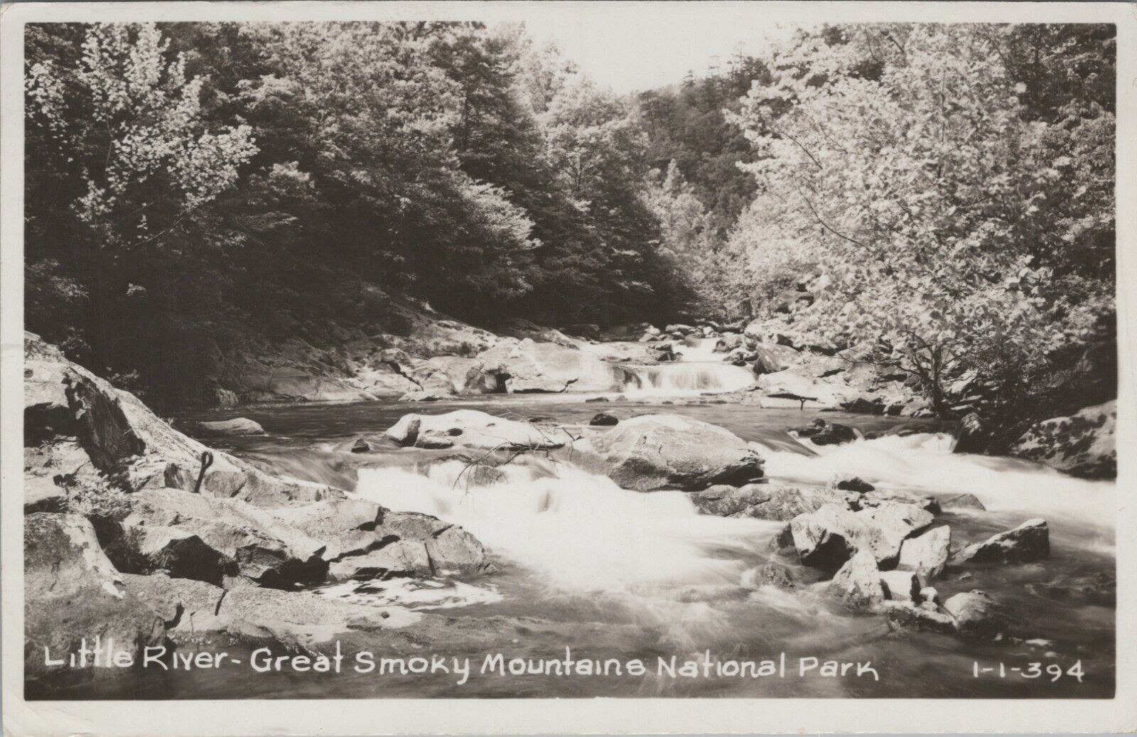 RPPC Little River Great Smoky Mountains Tennessee c1940-1950 photo postcard C945