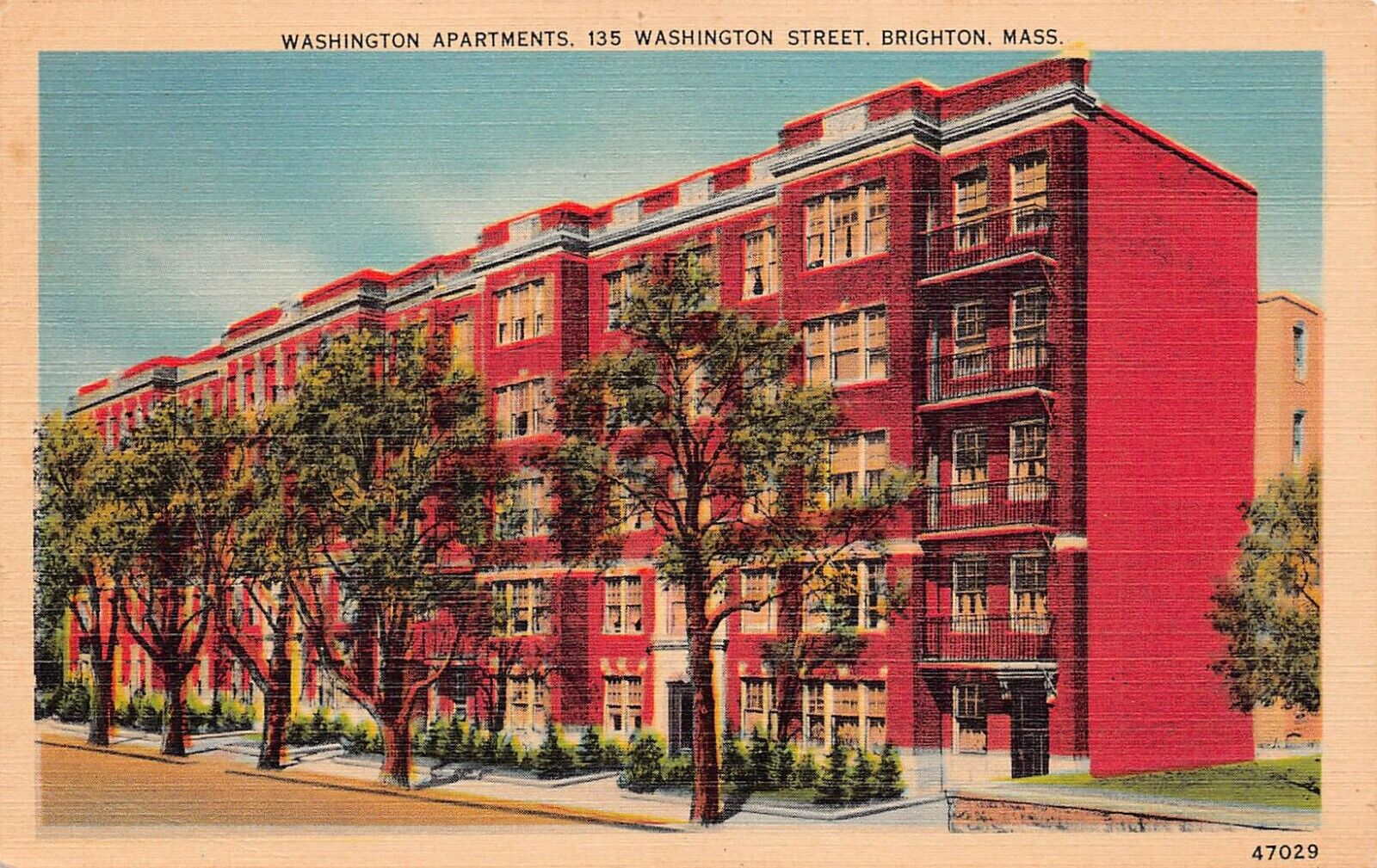 Boston MA Massachusetts Washington Heights Brighton Apartments Vtg Postcard Y4