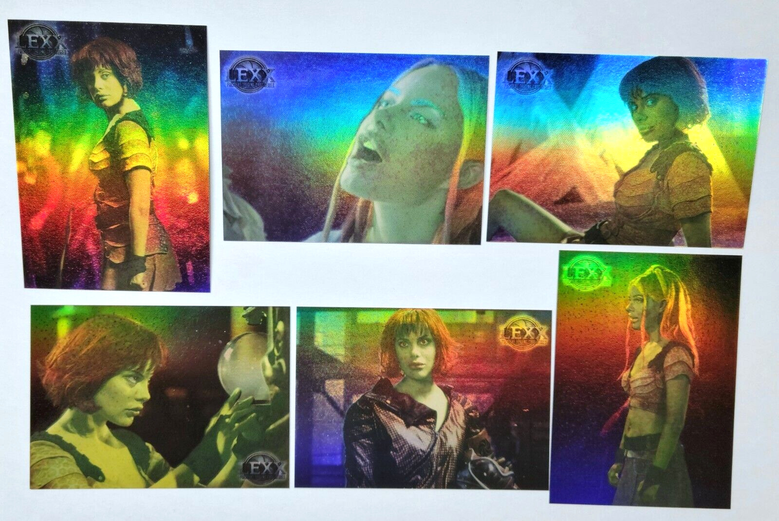 2001 Set of 6 Lexx TV Show Trading Cards Rainbow Chrome Style