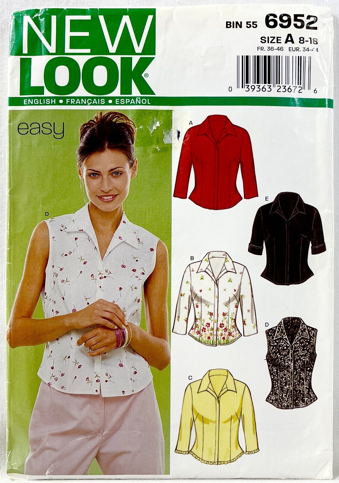 2003 New Look Sewing Pattern 6952 Womens Blouses 5 Styles Sz 8-18 Vintage 13816