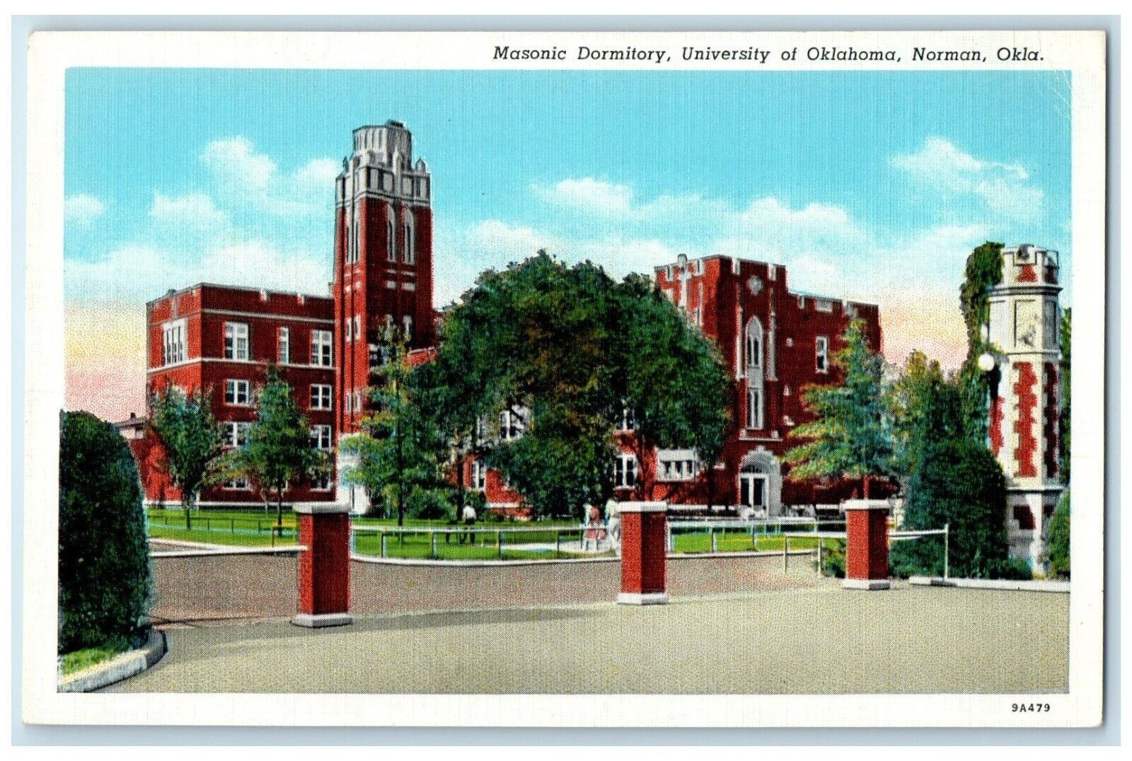c1950's Masonic Dormitory University Of Oklahoma Norman Oklahoma OK Postcard
