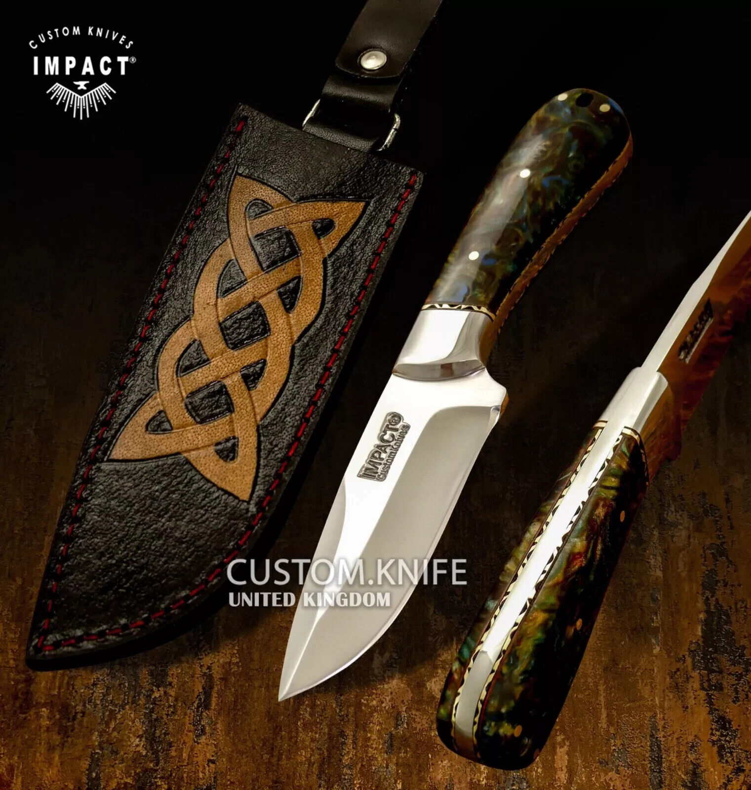 IMPACT CUTLERY CUSTOM FULL TANG BUSHCRAFT SKINNING KNIFE RESIN HANDLE- 1685