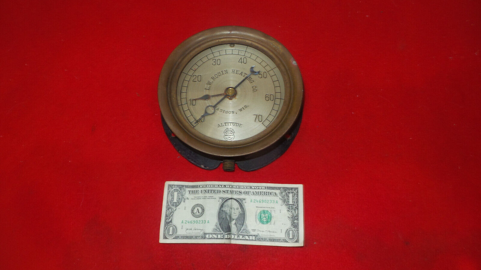 Vintage National Steam Specialty Altitude Gage W/Advertising