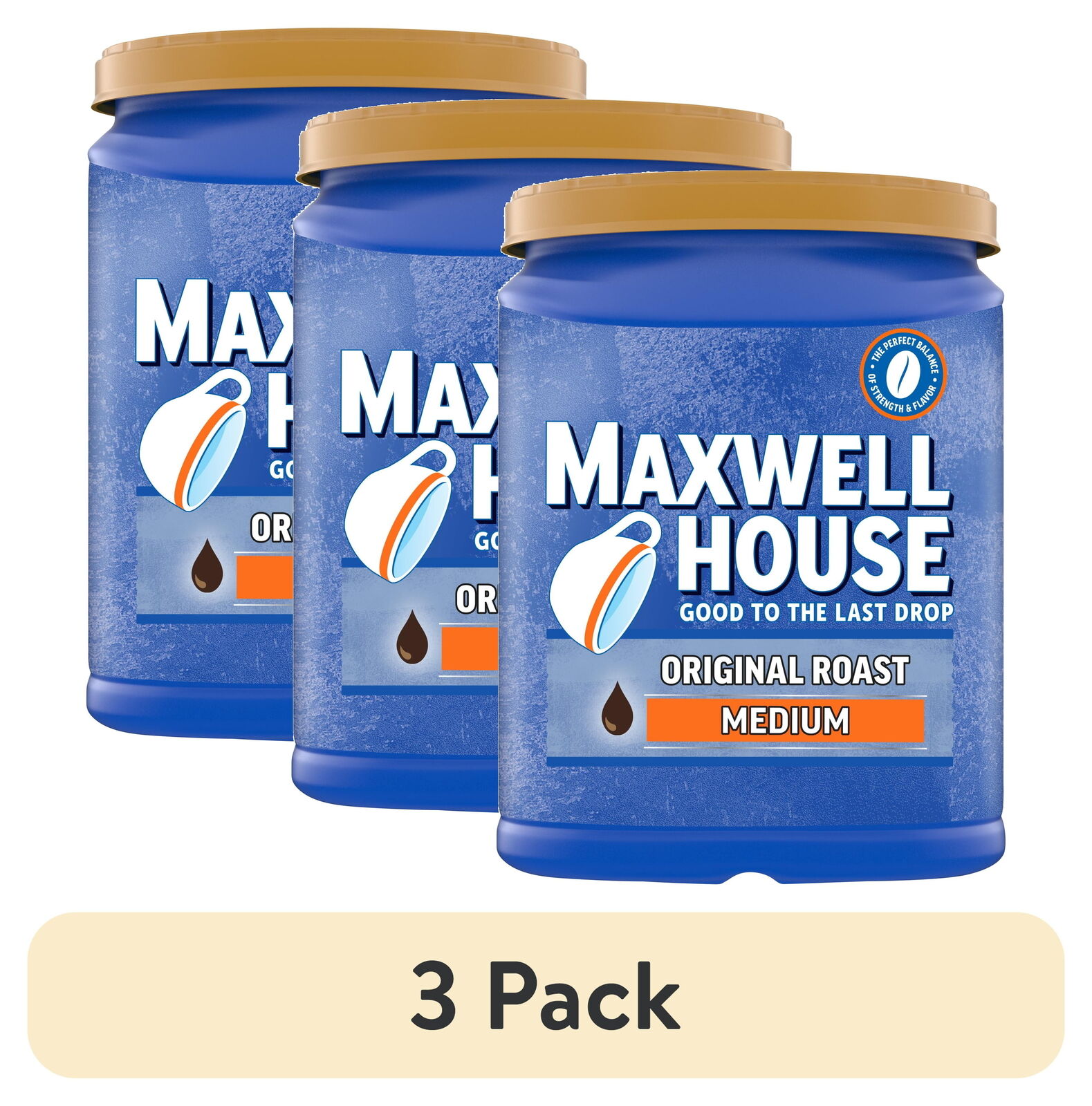(3 pack) Maxwell House Original Roast Ground Coffee, 42.5 oz. Canister