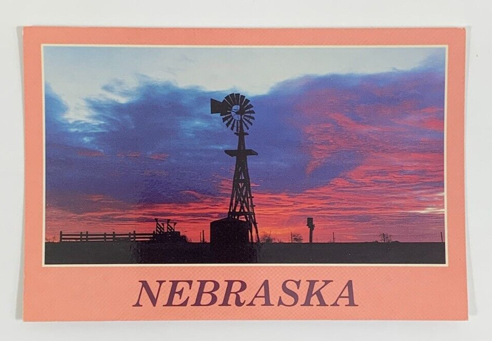 Sunset on the Plains of Nebraska Postcard Unposted