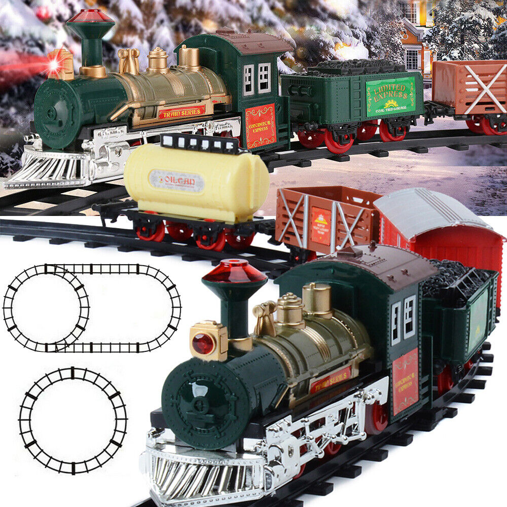 Battery Operated Classic Double Round Layout Track Christmas Train Carriage Set