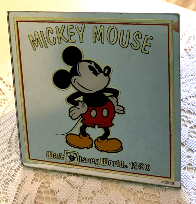 Vtg. 1990 Walt Disney World Mickey Mouse Mirror Picture for Tabletop
