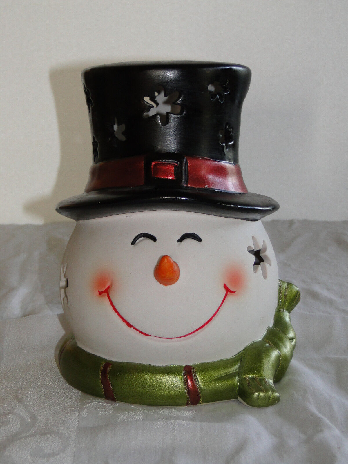 Large Ceramic Light-up Tabletop Snowman