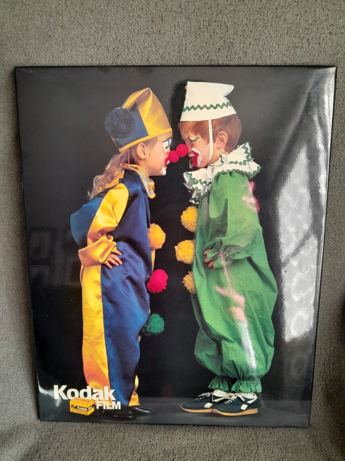 Rare Vintage 1980s Kodak Film Store Display Ad Boys Dressed As Clowns 20”x 16”
