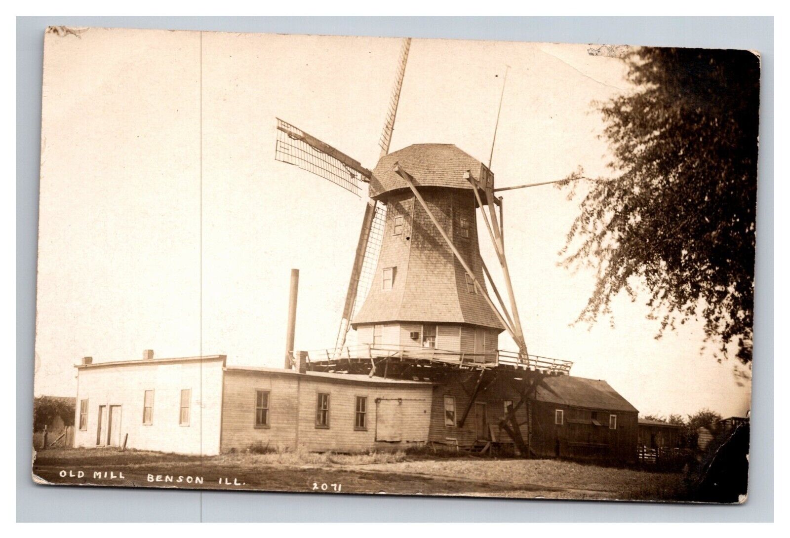 Postcard RPPC Benson Illinois Old Dutch Wind Mill Schmidt Brothers