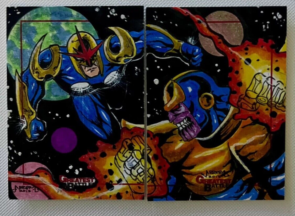 2012 Rittenhouse Marvel Greatest Battles Puzzle Sketch Thanos Nova Julius ABRERA