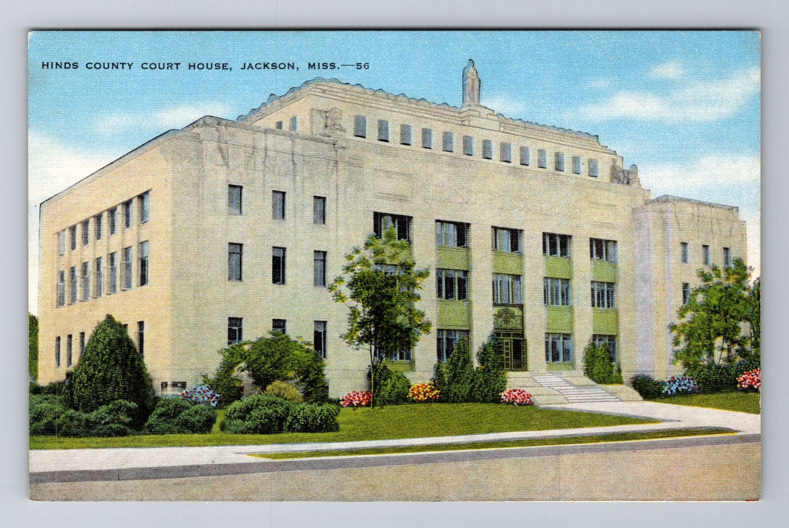 Jackson MS-Mississippi, Hinds County Court House, Antique, Vintage Postcard