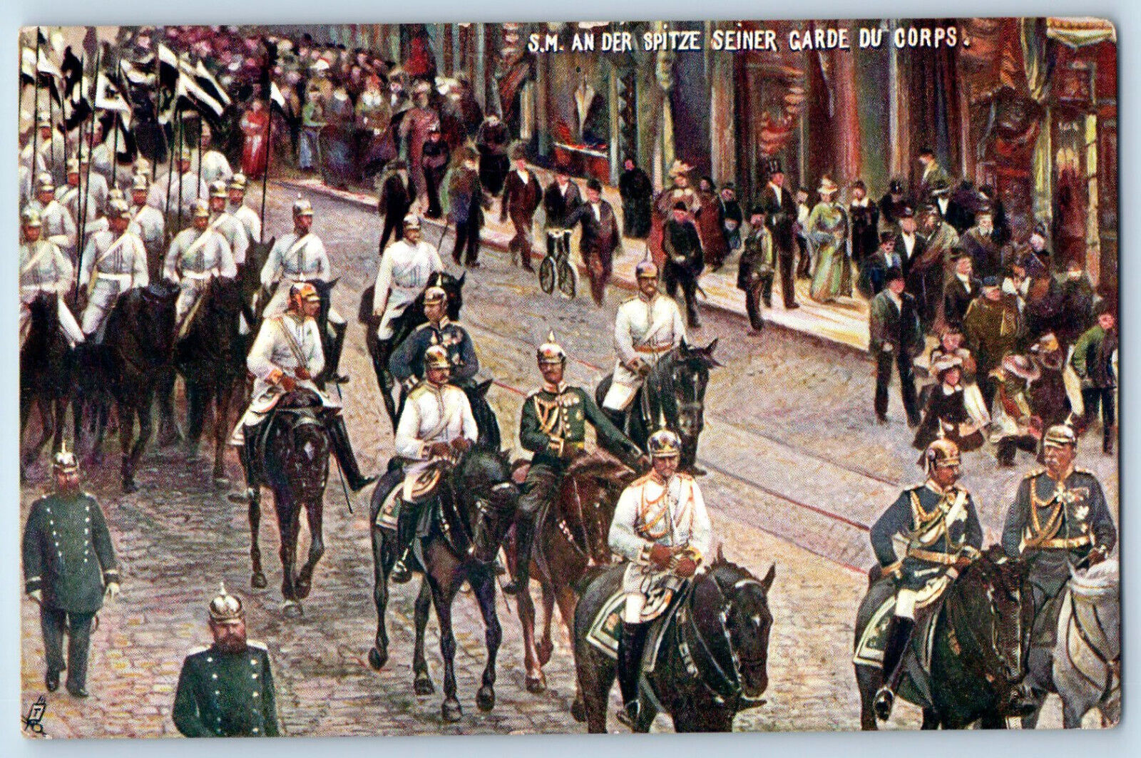 Postcard HM Emperor at the Head of his Bodyguard c1910 WW1 Oilette Tuck Art