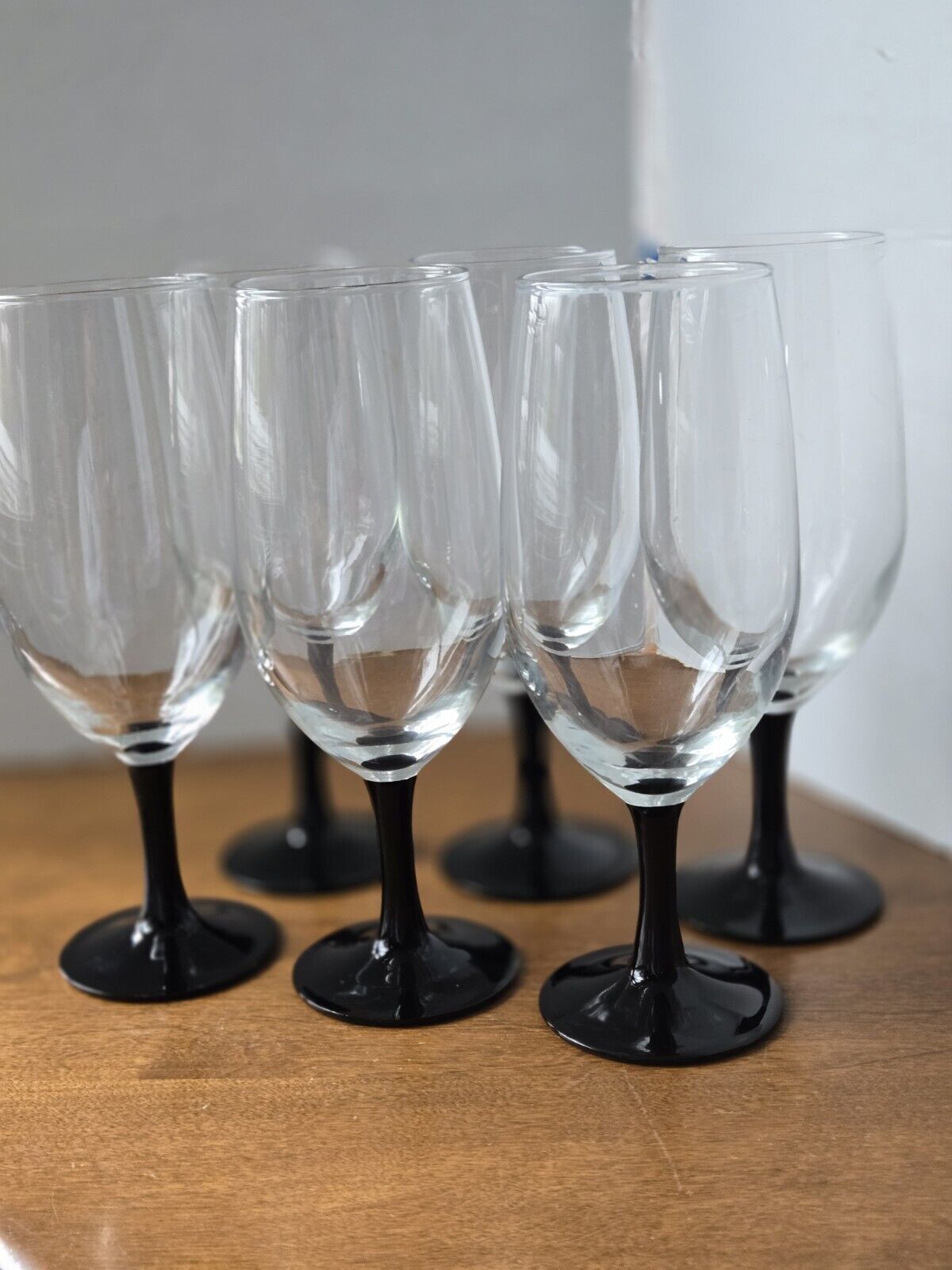  Cristal D\'Arques Ice Tea Glasses Black Stem Mid-Century Modern Set Of 6