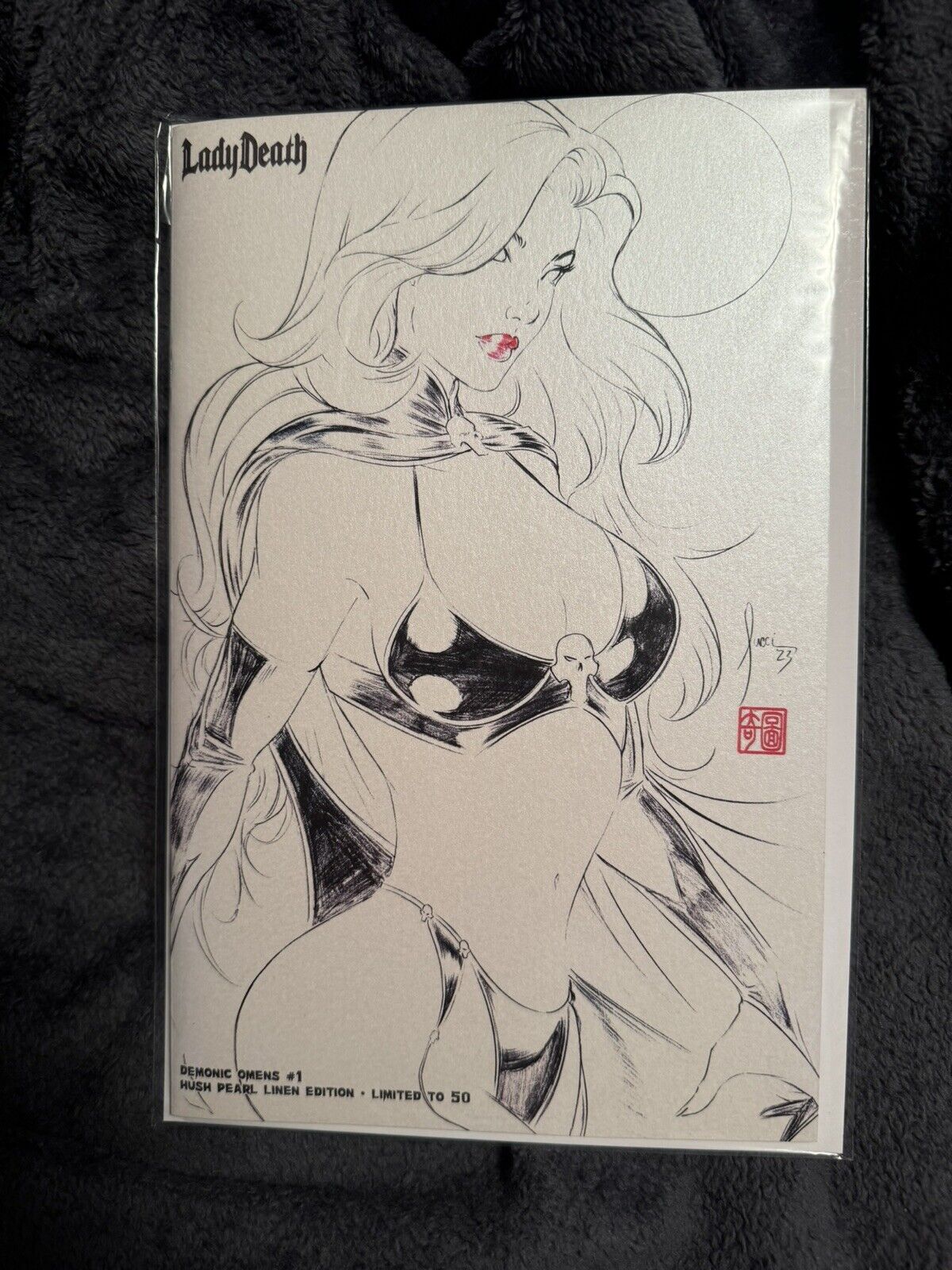 Lady Death Demonic Omens #1 Hush Pearl Linen Edition Limited To 50 Billy Tucci
