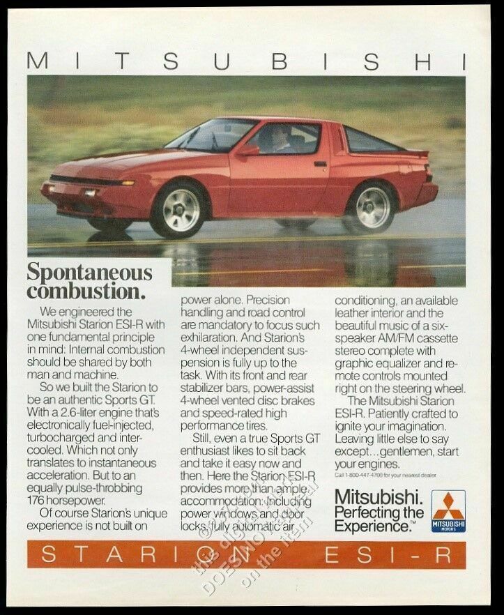 1987 Mitsubishi Starion ESI-R red car photo vintage print ad