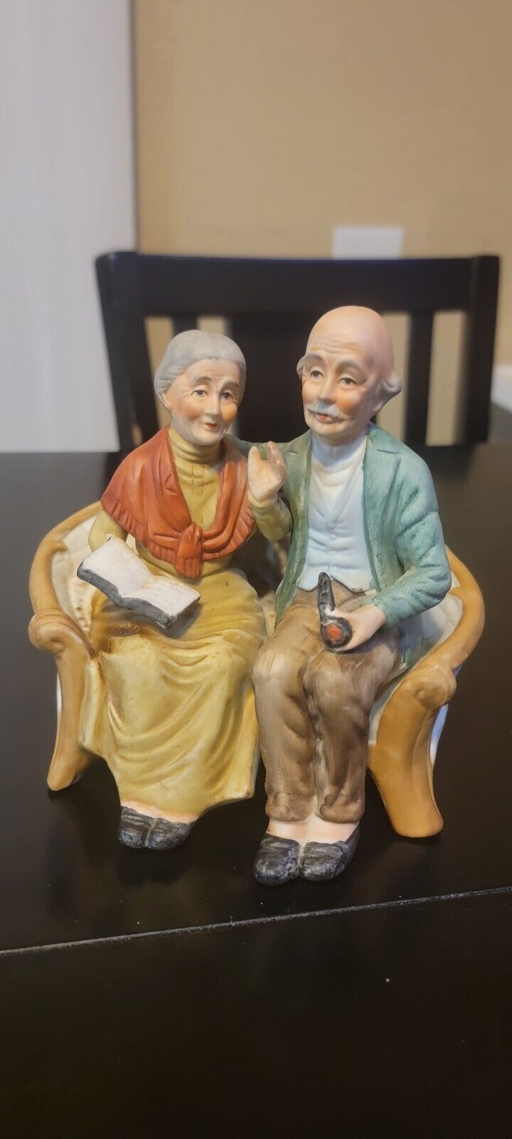 Vintage Elderly Couple On Bench Figurine