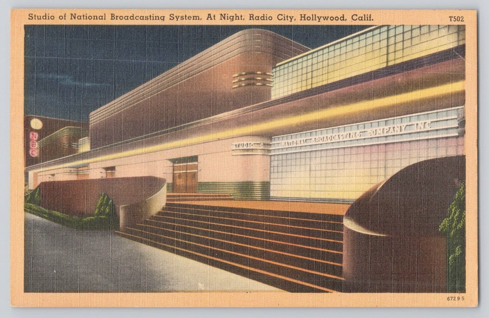 Postcard Studio of National Broadcasting System, At Night, Radio City, Hollywood