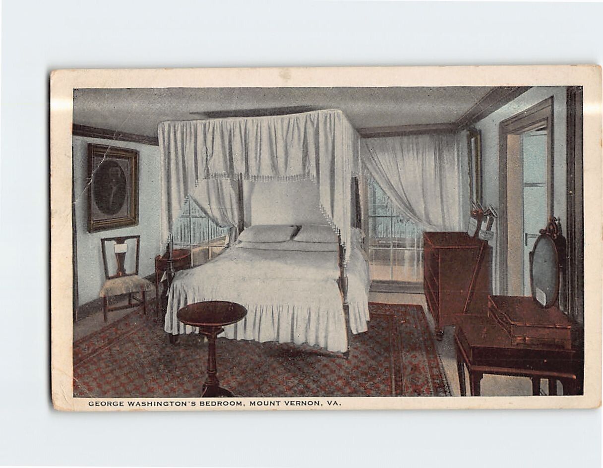 Postcard George Washington\'s Bed Room Mt. Vernon Virginia USA
