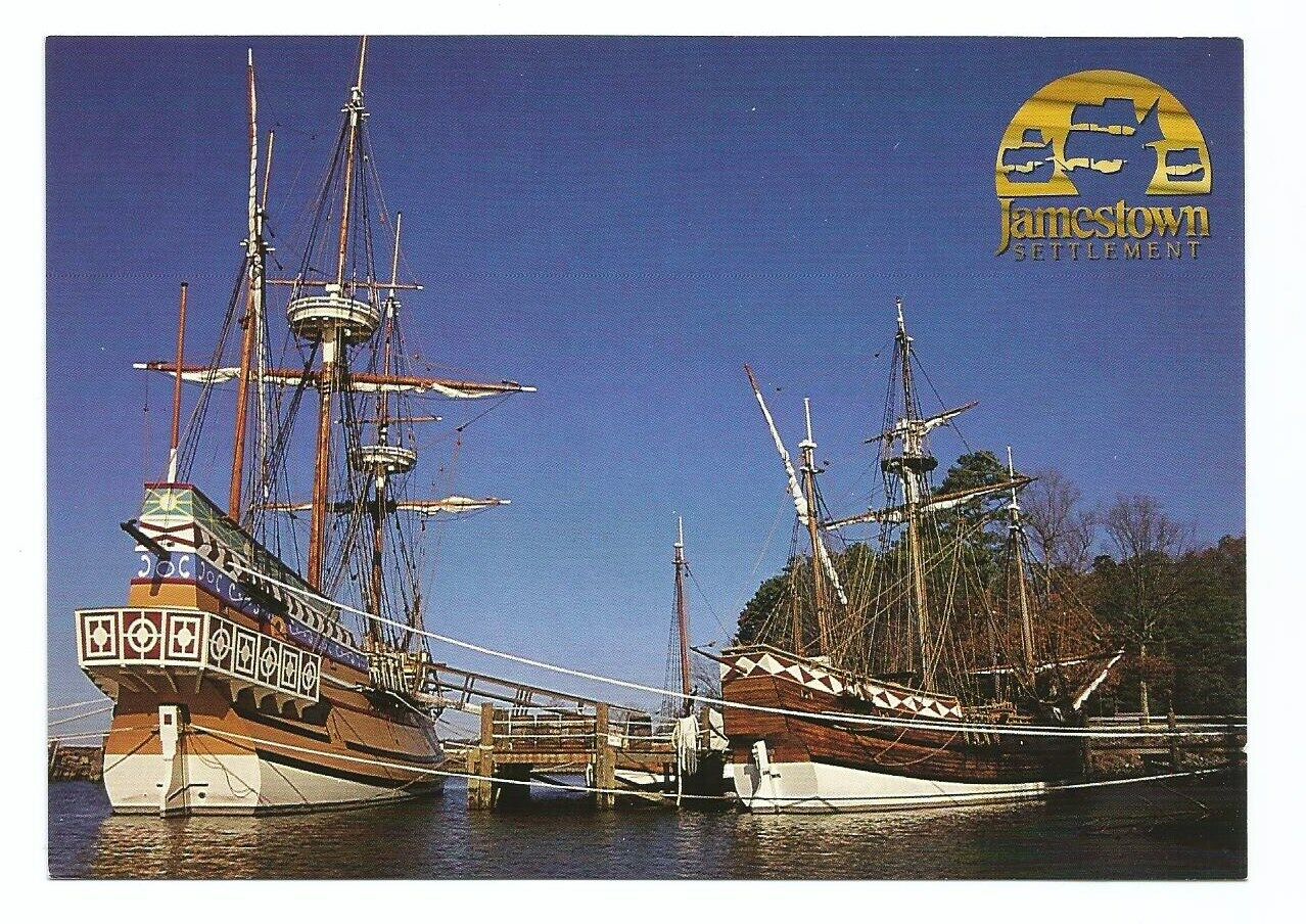 Jamestown Settlement VA Postcard Virginia Ships 