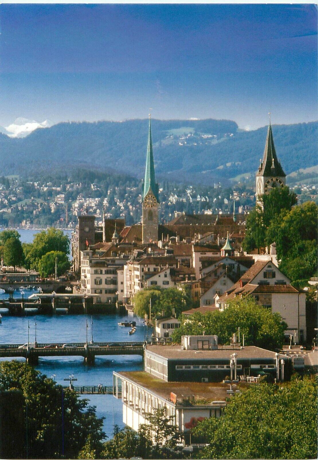 Greetings From Zurich Switzerland Aerial View of City Vintage 6 x 4 Postcard