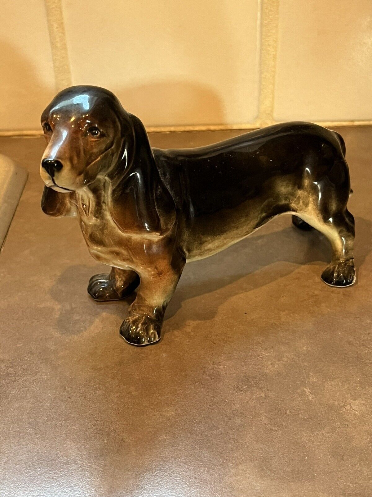 Basset Hound Ceramic Dog Marked Japan 6” Long Vintage