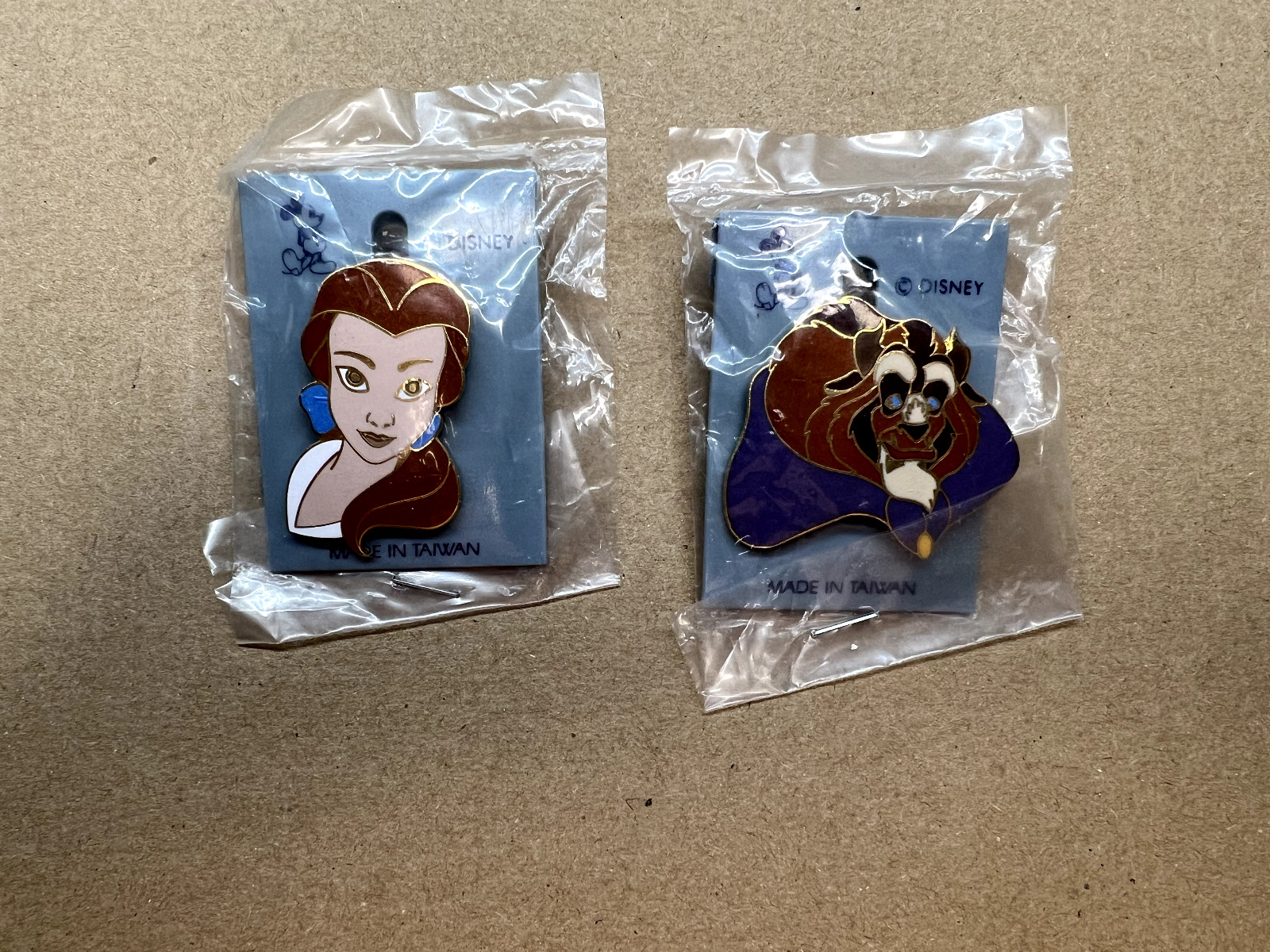 Beauty & The Beast Vintage Disney Pins New on Card Package w/Tag 1992 LAST ONE