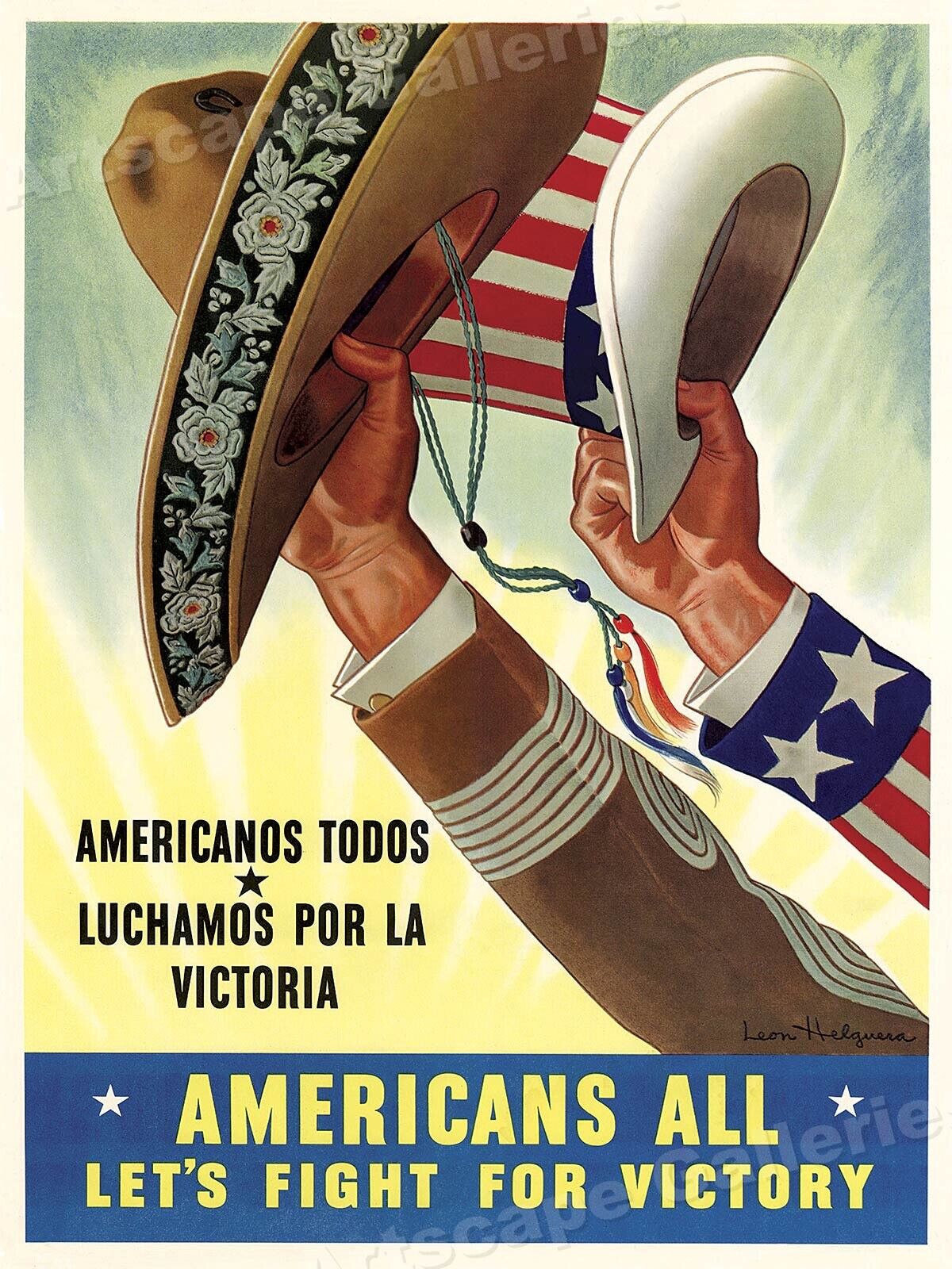 Americans All - Fight For Victory Mexican American World War 2 Poster - 24x32