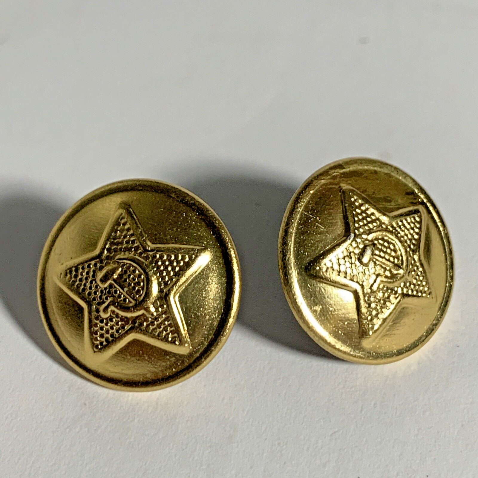 Vintage Russian Soviet Military Buttons Uniform Gold Star Sickle Hammer 2 Orig