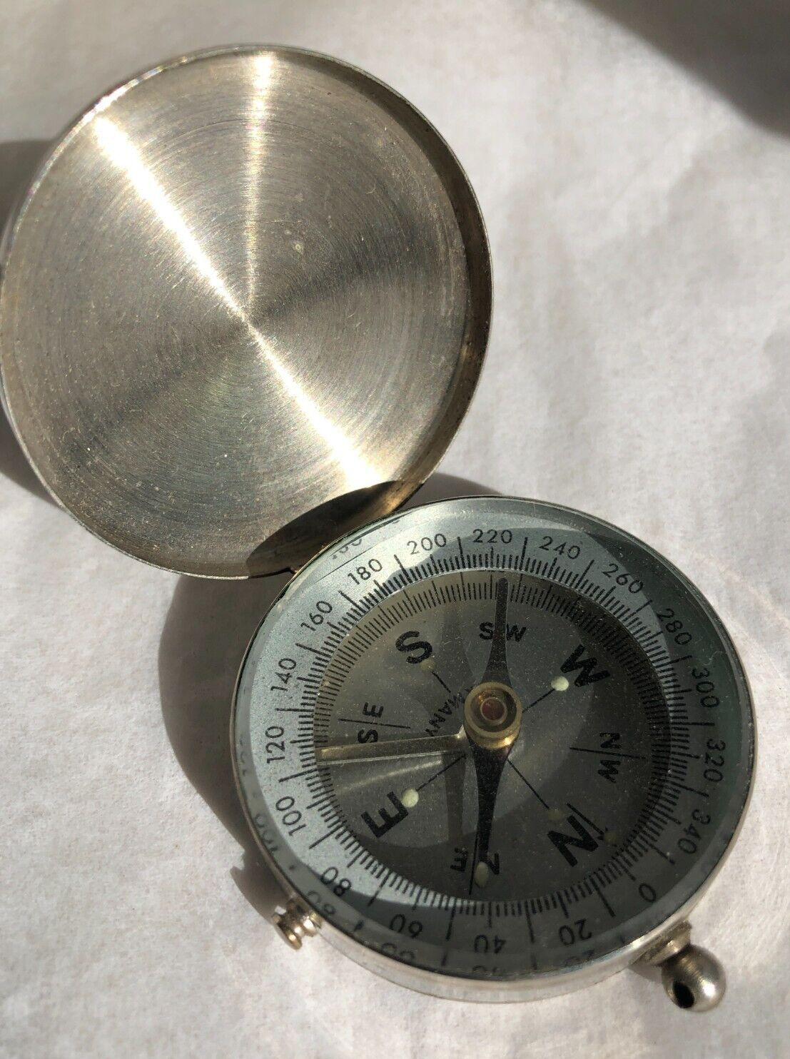 Rare Vintage German Pocket Compass WWI Era - w/Protective Lid