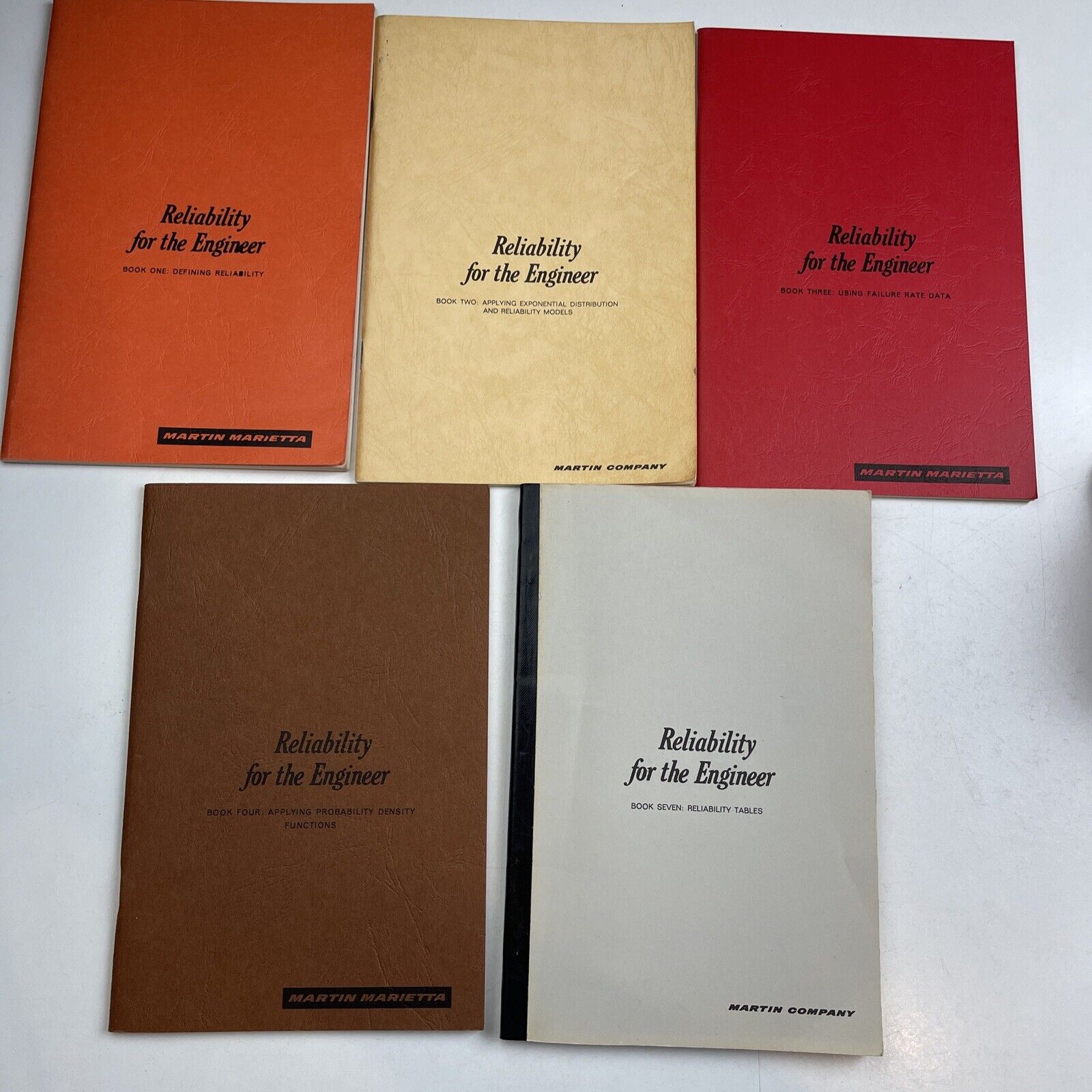 MARTIN MARIETTA RELIABILITY FOR THE ENGINEER 5 Booklets ORIG NASA 1965 & 1973